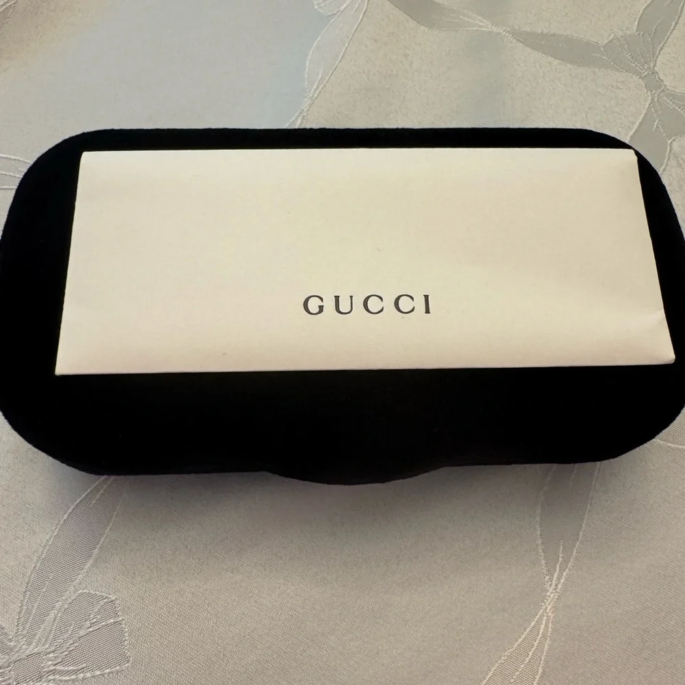 Gucci Black Sunglasses with Gold Accents - Picture 3 of 7